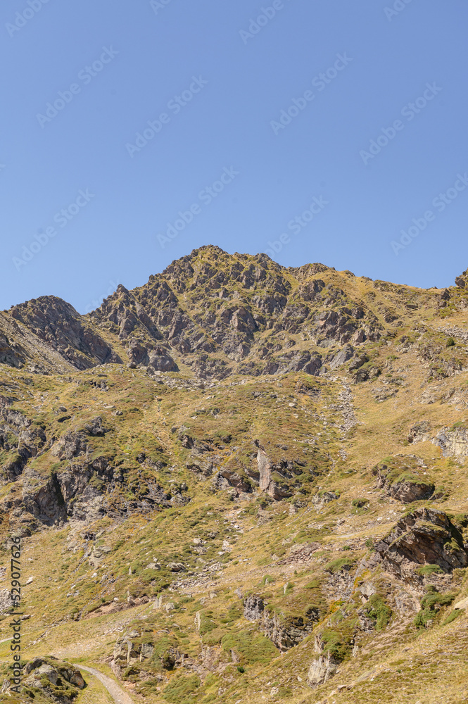 Panorama in summer of the Ordino Arcalis station in the Pyrenees of Andorra