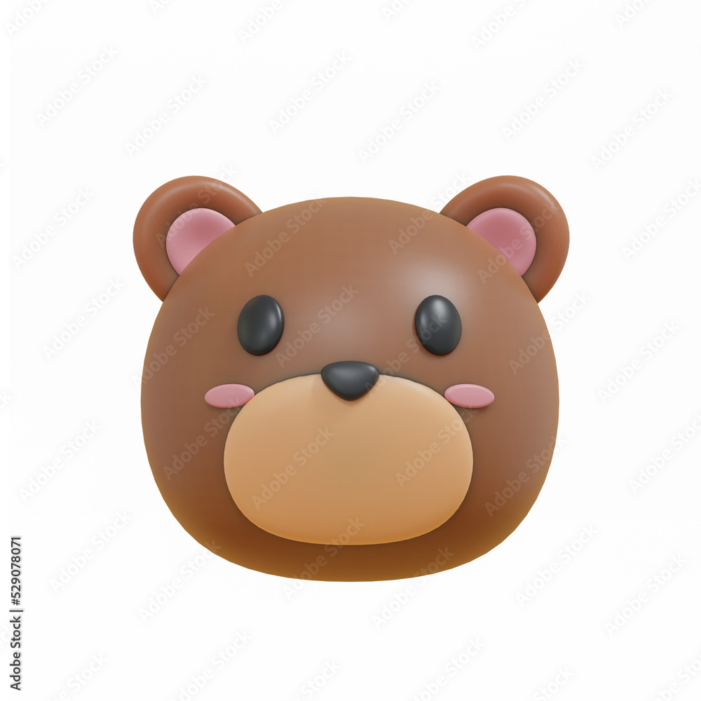 3d render cute bear face minimalist icon 3d render cute bear face minimalist icon