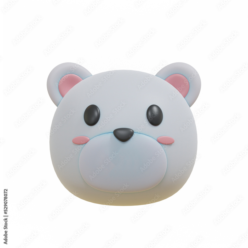Fototapeta premium 3d render cute polar bear face minimalist icon