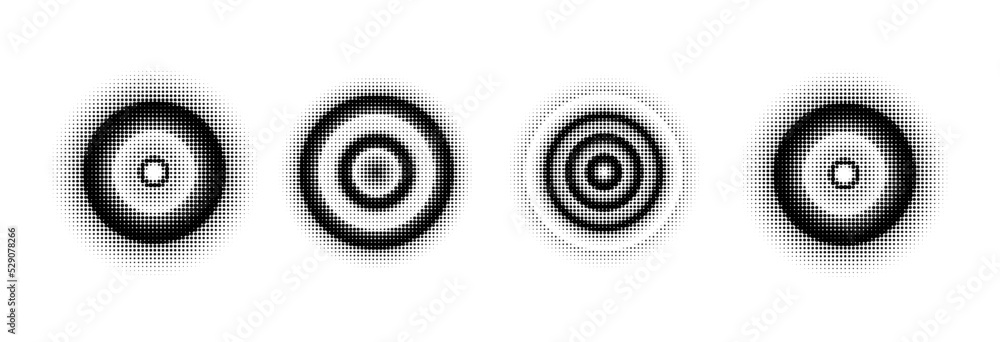 Set of simple Abstract round circle shape halftones dot texture, Vector illustration. Set of simple Abstract round circle shape halftones dot texture, Vector illustration.