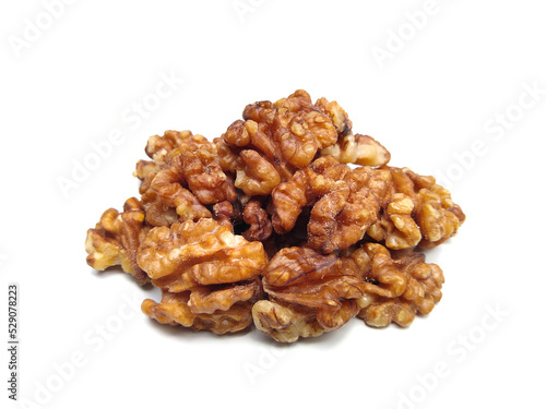 Walnuts isolated on white background, selective focus