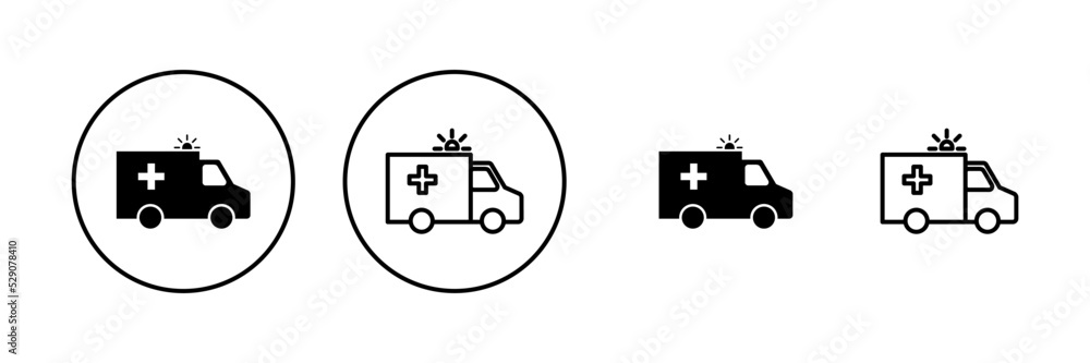 Ambulance icon vector. ambulance truck sign and symbol. ambulance car Ambulance icon vector. ambulance truck sign and symbol. ambulance car