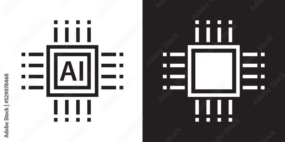 Ai circuit chip icon design vector. Artificial intelligence symbol illustration.	