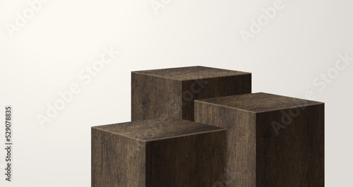 Vector wood podium presentation mock up, Wooden show cosmetic product display stage pedestal design