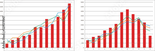成長するグラフのベクター素材