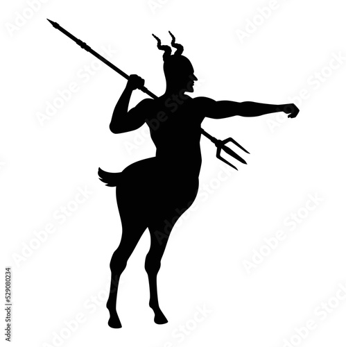 Devil with trident silhouette vector on white background, Satan, ghost or devil in Halloween day.