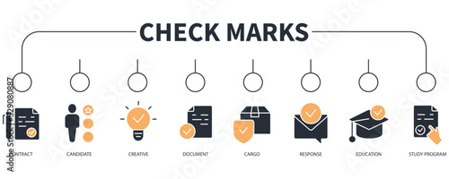 Check Marks banner web icon vector illustration concept