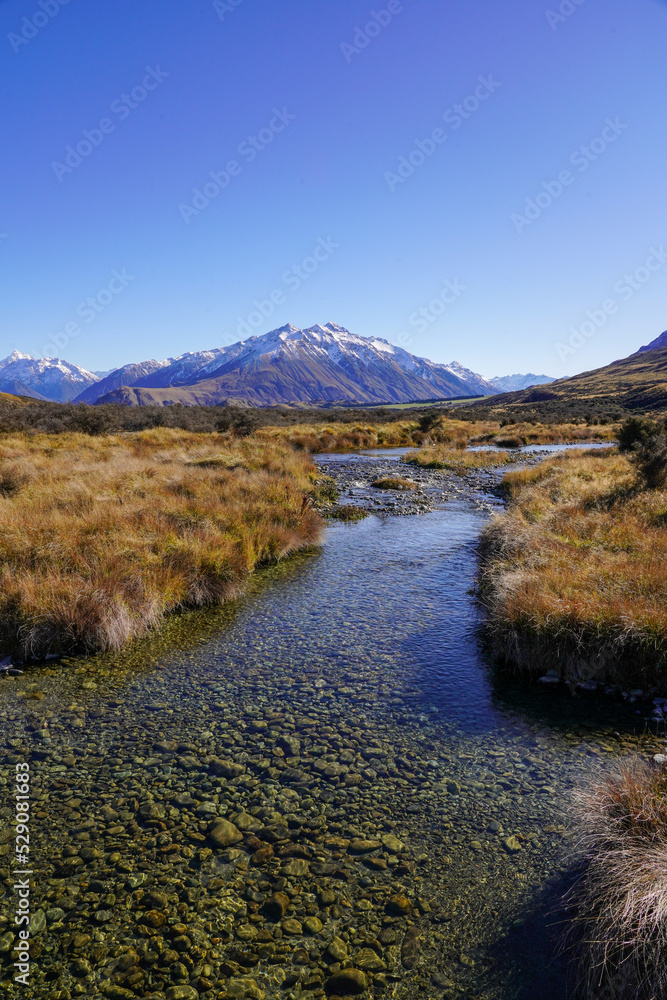 Obraz premium landscape with river and mountains