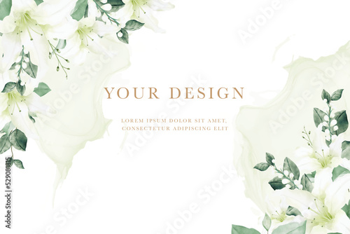 Beautiful Background Floral Lily watercolor 