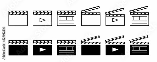 clapper board icon set isolated on white background