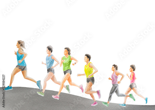 女性ランナー 手描き水彩
