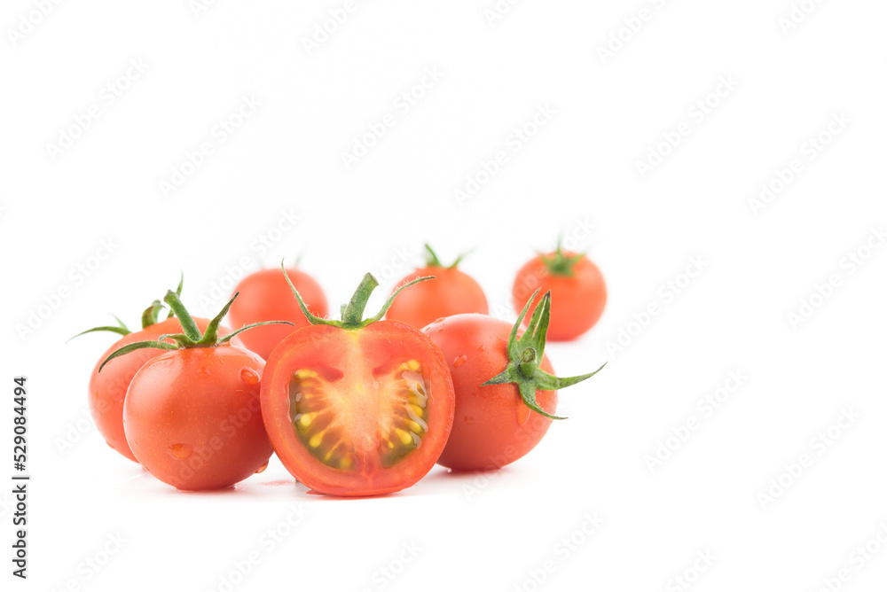 Fresh tomato on white background isolate, high vitamin A and beta carotene. Fresh tomato on white background isolate, high vitamin A and beta carotene.