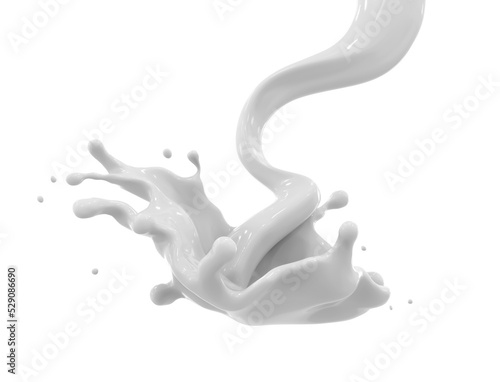 Milk splash isolated , 3D Rendering