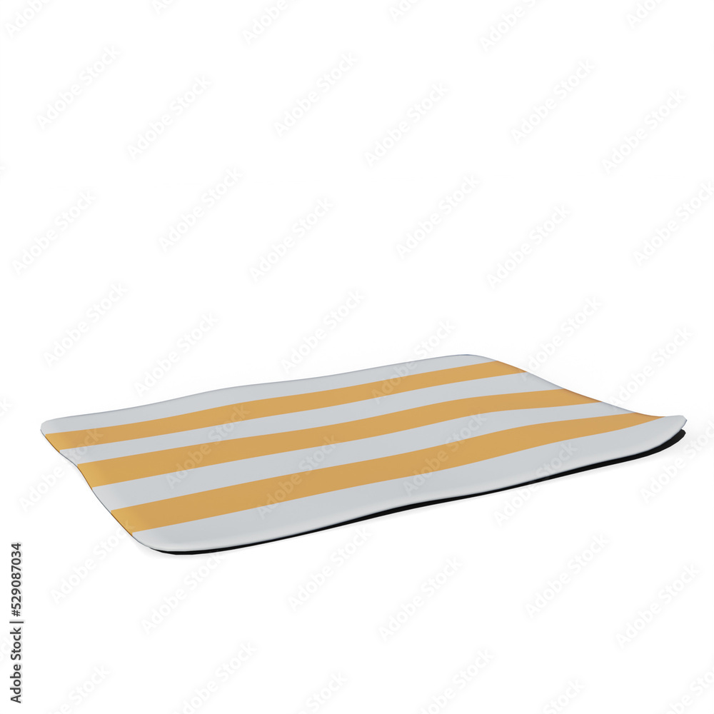 3D render illustration yellow white beach mat cartoon 3D render illustration yellow white beach mat cartoon