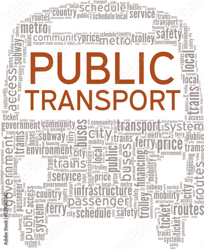 Public Transport word cloud conceptual design isolated on white background.