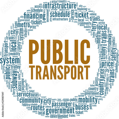 Public Transport word cloud conceptual design isolated on white background.