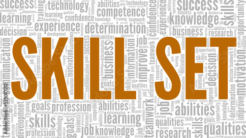 Skillset word cloud conceptual design isolated on white background.
