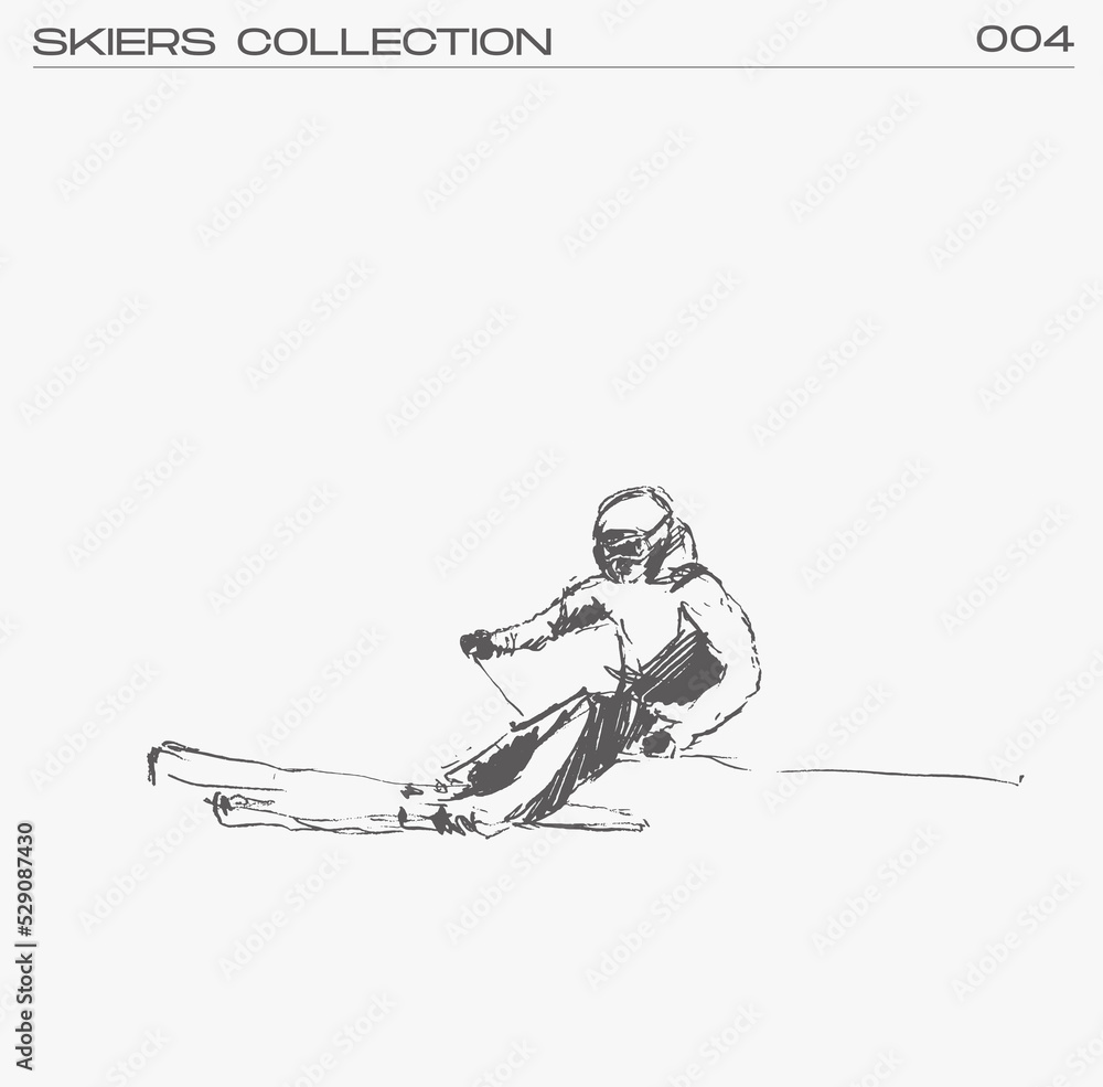 Fototapeta premium Skier going down the mountain, vector illustration