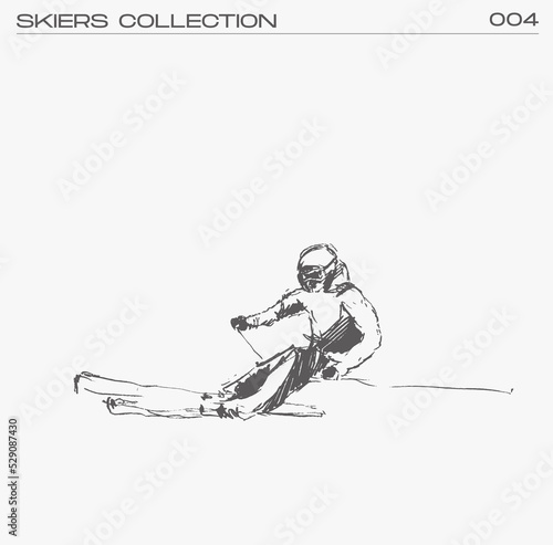 Skier going down the mountain, vector illustration