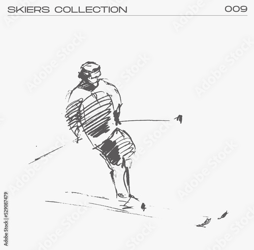 Skier going down the mountain, vector illustration