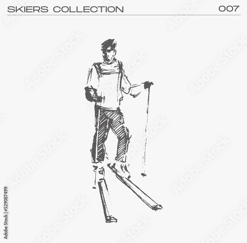 Skier going down the mountain, vector illustration