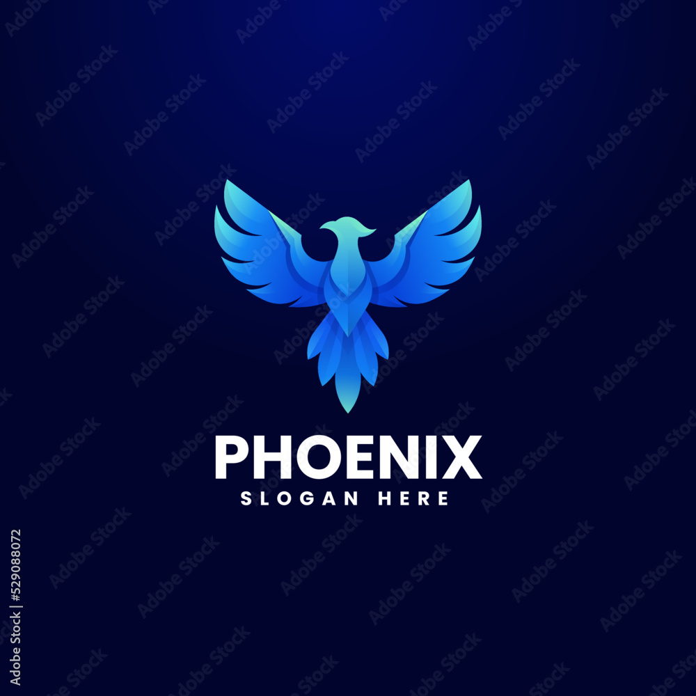 Fototapeta premium Vector Logo Illustration Phoenix Gradient Colorful Style.