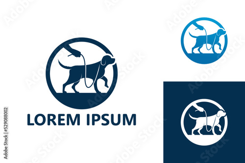 Dog walking logo template design vector