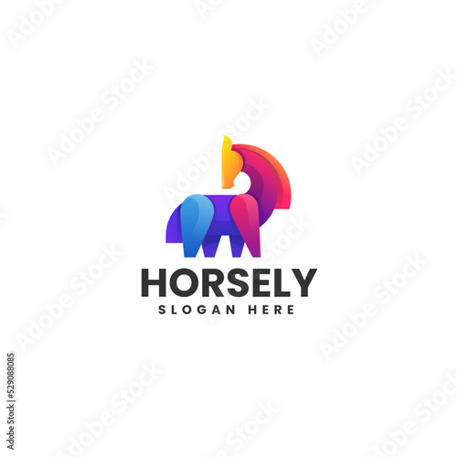 Vector Logo Illustration Horse Gradient Colorful Style.