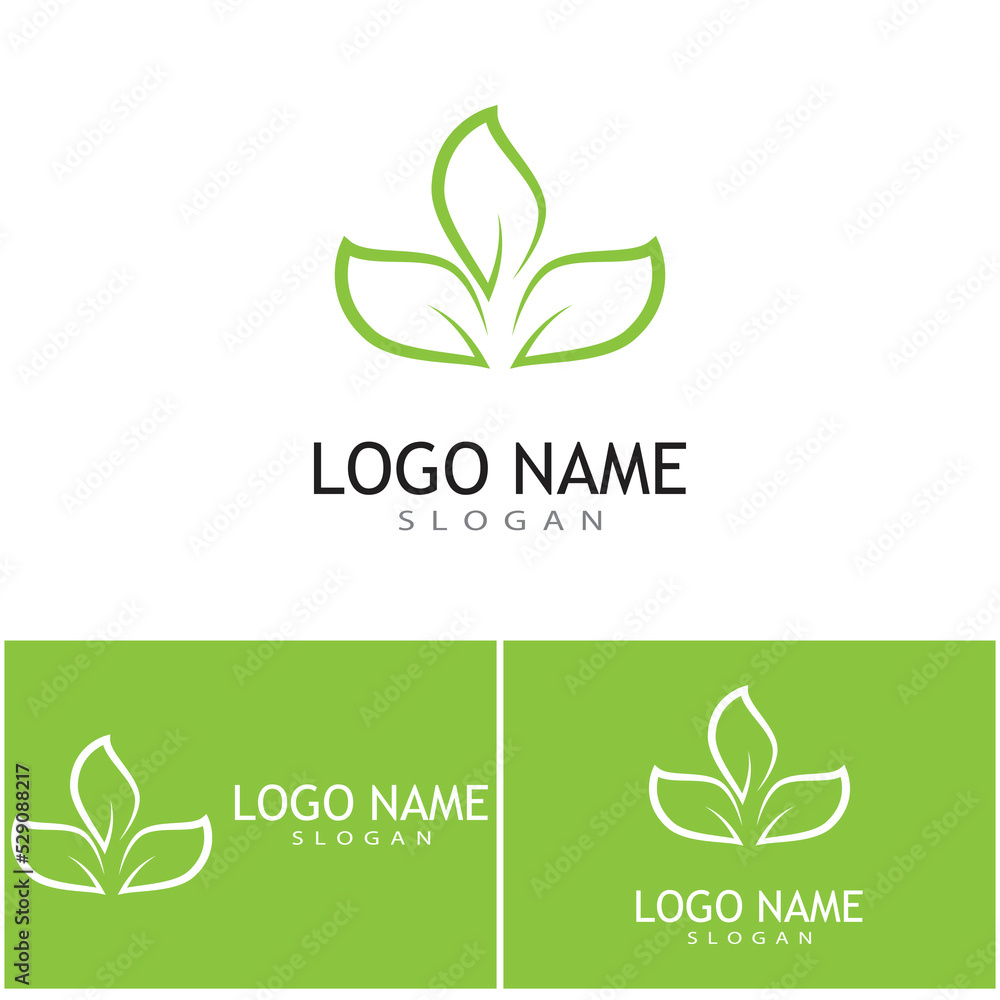 Green leaf illustration nature logo design