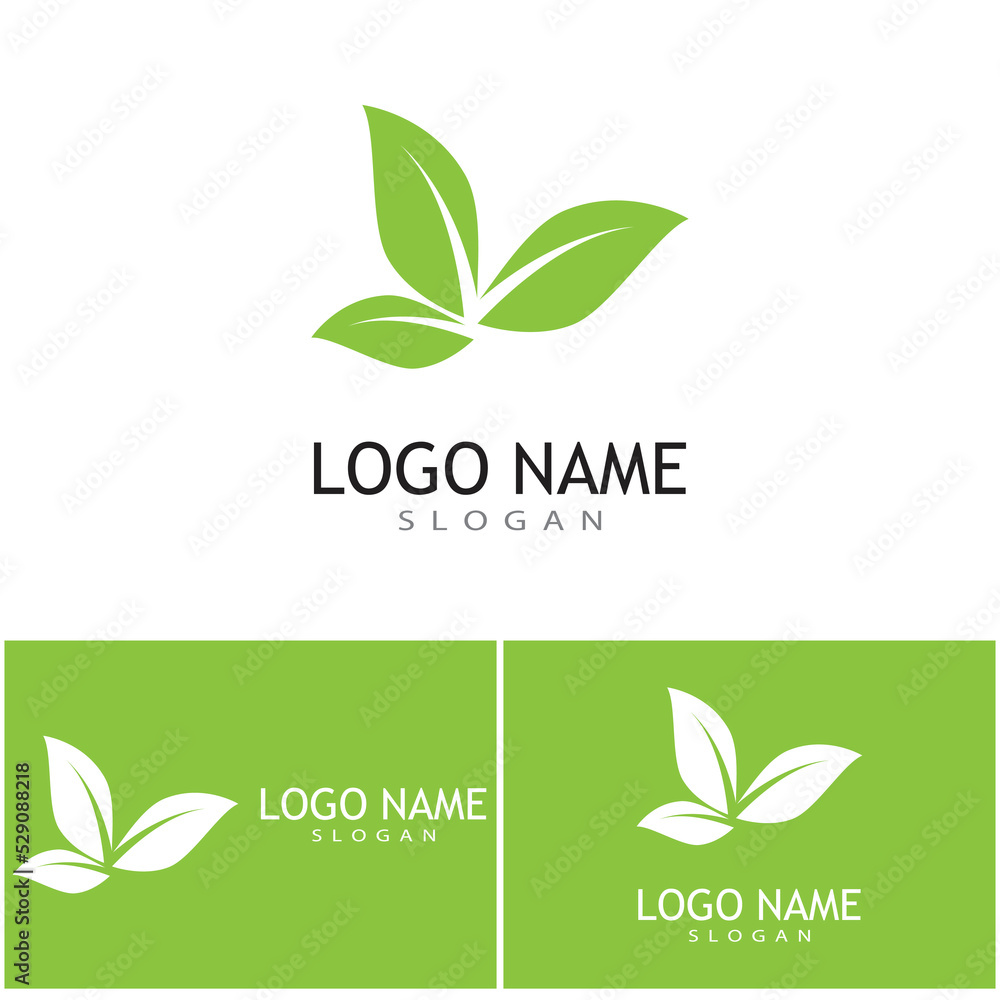 Green leaf illustration nature logo design