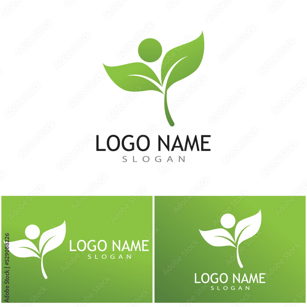 Green leaf illustration nature logo design Green leaf illustration nature logo design