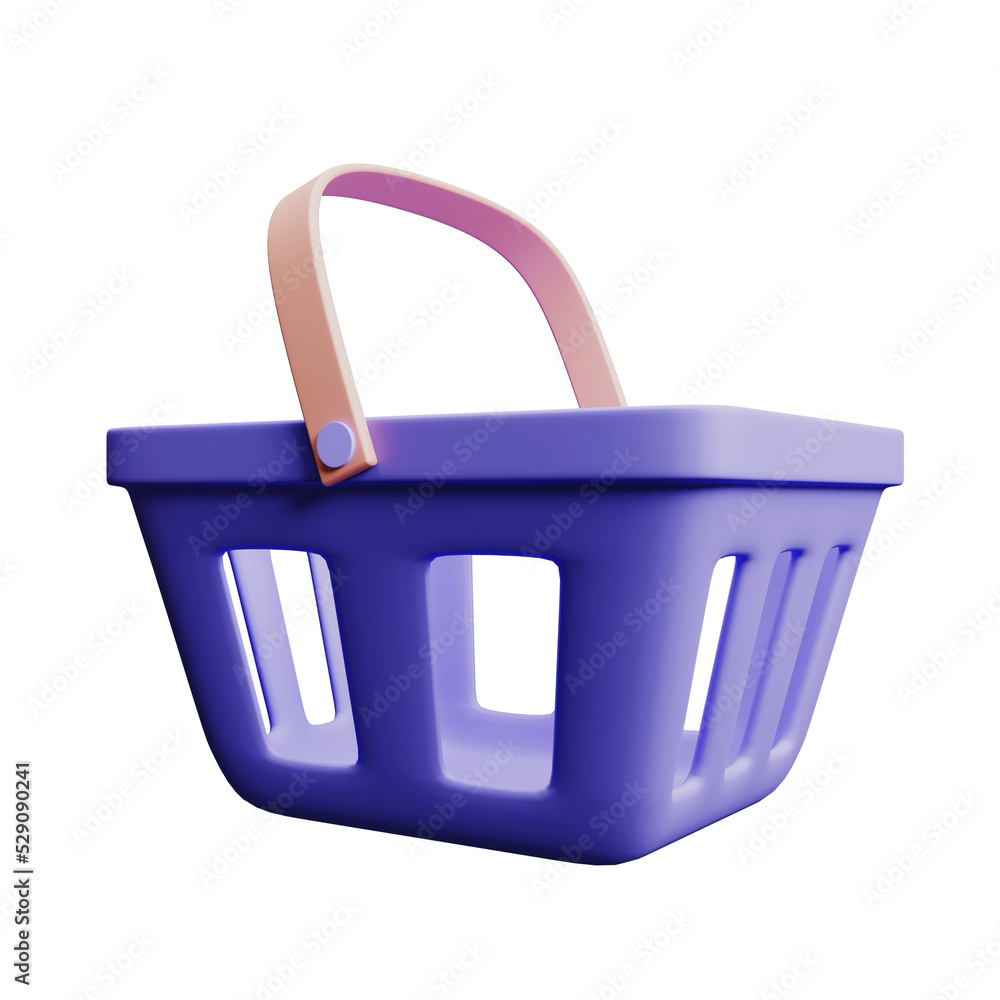 Shopping basket icon 3d render illustration Shopping basket icon 3d render illustration
