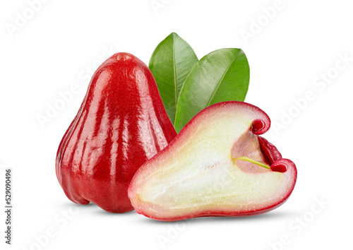 Rose apple with leaf  isolated on transparent (PNG) photo