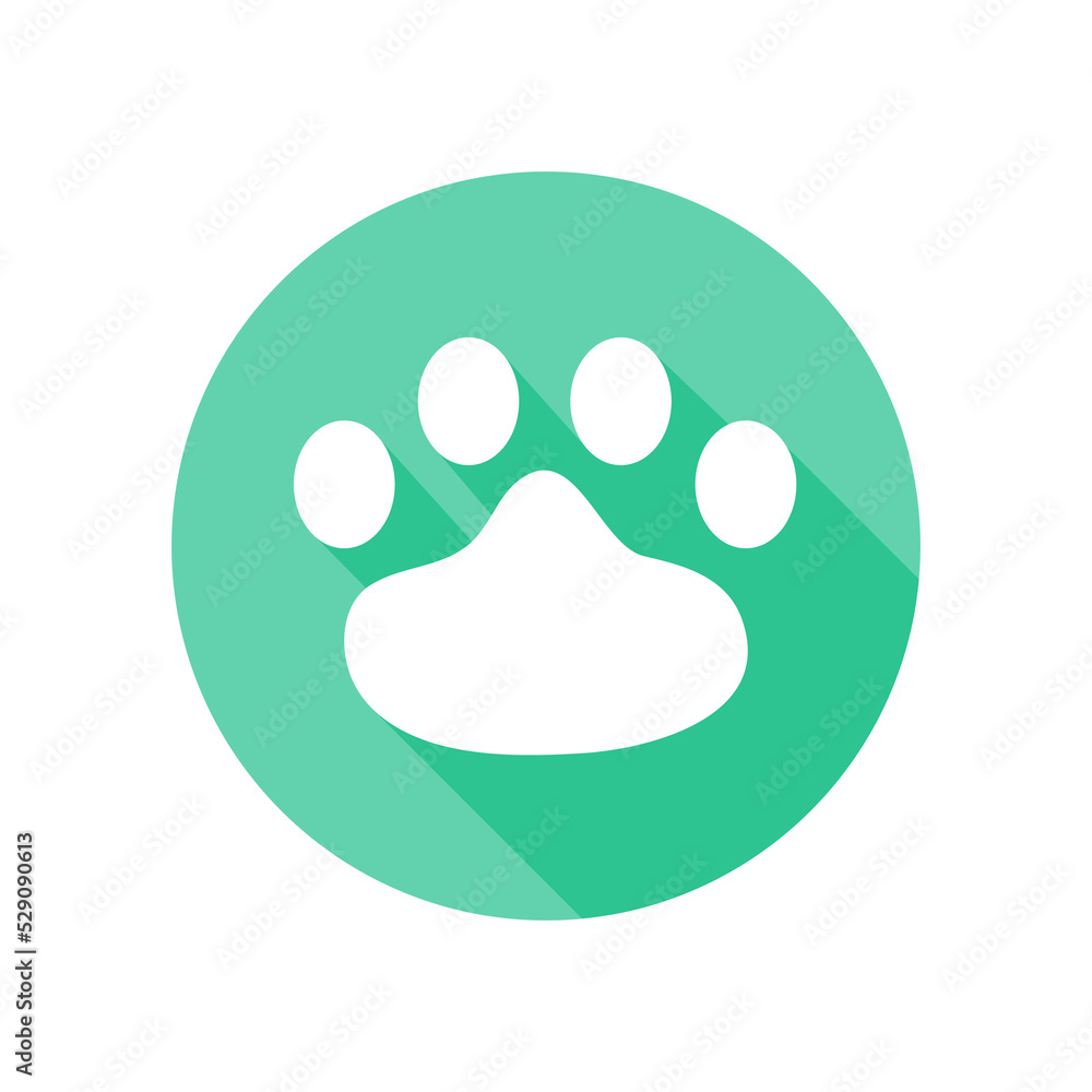 Dog and cat paws with sharp claws. cute animal footprints