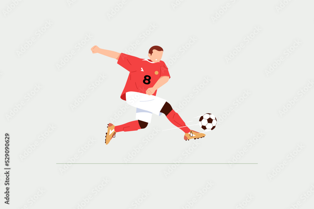 football player kicking ball flat illustration