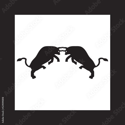 Two black bull animal logo design