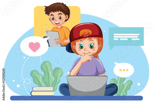 A girl browsing social media