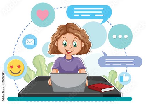 A girl browsing social media
