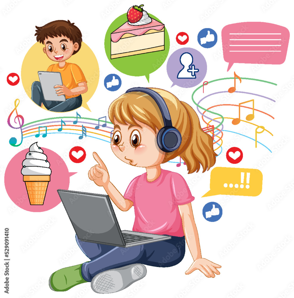 A girl using laptop for online learning A girl using laptop for online learning