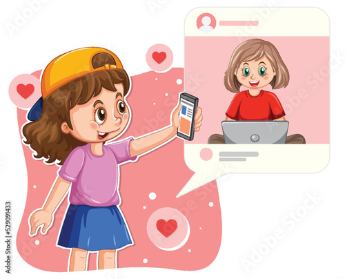 A girl browsing social media