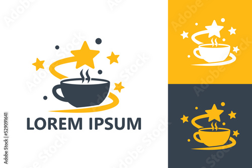 Star hot drink logo template design vector