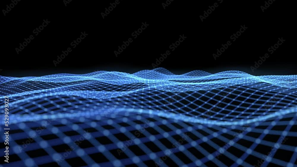 Digital black background with blue illuminated point and line in reciprocating motion. Concept 3D CG of big data visualization, network connection structure and Highly accurate component analysis. Digital black background with blue illuminated point and line in reciprocating motion. Concept 3D CG of big data visualization, network connection structure and Highly accurate component analysis.