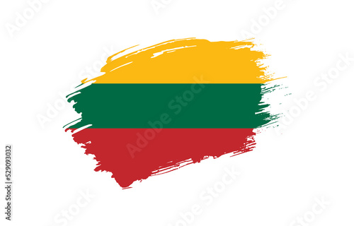 Creative hand drawn grunge brushed flag of Lithuania with solid background