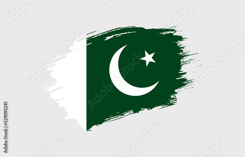 Creative hand drawn grunge brushed flag of Pakistan with solid background