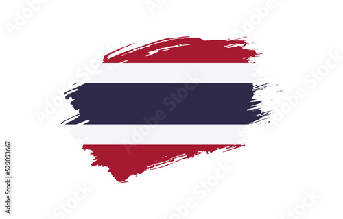 Creative hand drawn grunge brushed flag of Thailand with solid background