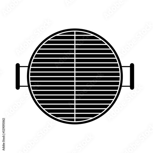 Round Barbeque Grill Silhouette. Black and White Icon Design Elements on Isolated White Background