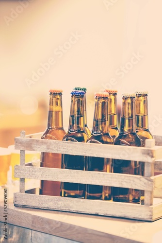 Beer bottles in crate
