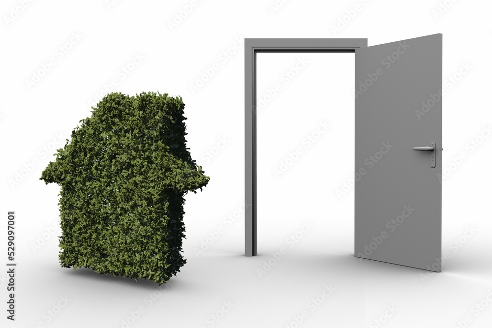 Naklejka premium Home shape topiary and door