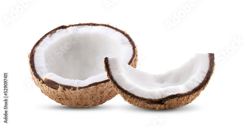 Vászonkép Half coconut isolated  on transparent (PNG)