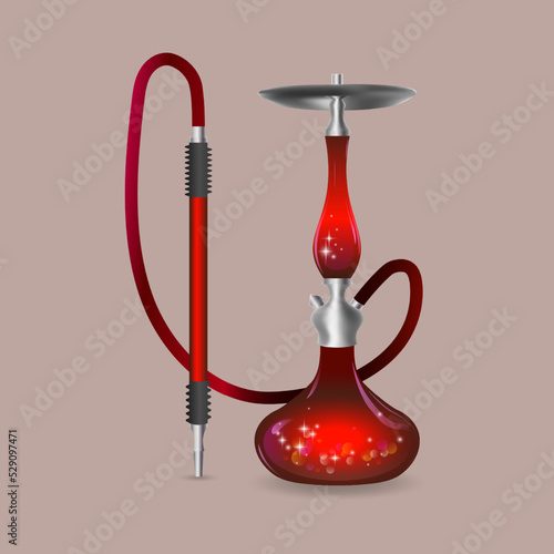 Red glass hookah. smoking. East style.